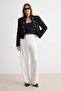 Beyaz Düz Wide Leg/Geniş Paça Kruvaze Kapama Detaylı Scuba Krep Örme Pantolon TWOAW27PL00041