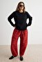 Siyah Dantel Detaylı Regular Kalıp Bisiklet Yaka Örme İnterlok Sweatshirt TWOAW27SW00084 - 2