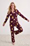 Teen Brown 100% Cotton Duck Patterned Ribbed Knitted Pajamas Set Thmaw26Pt00117 - 2