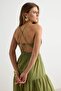 Oil Green Woven Backless 100% Cotton Maxi Beach Dress Tbess25El00125 - 4