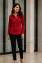 K. Red Cotton Polyester Brbry Fabric Detailed Slim Fit Women’s Shirt - 2