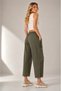 Women's Khaki Linen Washed Bohemian Pinterest Casual Wide Leg Pants with Pockets - 4