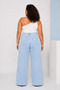 Women'S-Battal Premium Large Size Wide-Leg Lycra Comfortable Cut Denim Pants-Light Denim Blue - 4