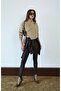 Women's Camel Belt Detailed Crop Jacket - 2