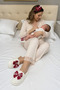 Bow Feathered Mother Maternity Slippers Crown and Booties Maternity Set (Set of 3)