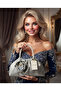 Royale Series Gray Satin Pearl Handle Pull-Strap Rose Patterned Handmade Luxury Bag, Wedding, Evening Dress, Engagement, Celebration, Daily Use. - 3