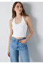 Halter Neck Ecru Top Fitted / Body-Fitting Cut 1620244-70057 - 4
