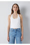 Halter Neck Ecru Top Fitted / Body-Fitting Cut 1620244-70057 - 6