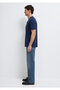 Textured Navy Blue Basic T-Shirt Regular Fit / Normal Cut 0610277-70492 - 5