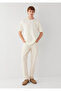 Ecru Basic T-Shirt Loose Fit / Comfortable Loose Cut 0613466-80194 - 2
