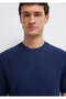 Textured Navy Blue Basic T-Shirt Regular Fit / Normal Cut 0610277-70492 - 7