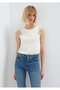 Embroidery Detailed Ecru T-Shirt Fitted / Bodycon Cut 1613995-70057 - 3