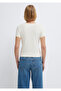 Ecru Basic T-Shirt Fitted / Body-Fitting Cut 1613811-70048 - 5
