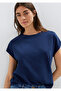 Crew Neck Navy Blue Basic T-Shirt Regular Fit / Normal Cut 1614177-70497