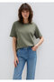 Crew Neck Green Basic T-Shirt Regular Fit / Normal Cut 1600955-86627 - 2