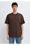 Embroidered Brown T-Shirt Loose Fit / Comfortable Loose Cut 0610100-88067 - 3