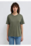 Crew Neck Green Basic T-Shirt Regular Fit / Normal Cut 1600955-86627 - 3