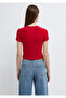 Red Basic T-Shirt Crop / Short Cut 1600814-86417 - 5