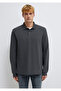 Black Long Sleeve Anthracite Polo T-Shirt Regular Fit / Normal Cut 0613154-70088 - 4
