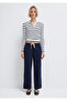 Lace Detailed Navy Blue Trousers 1011203-89101 - 4