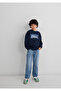 Jeans Printed Navy Blue Sweatshirt 6S10136-70490