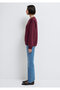 Crew Neck Claret Red Basic Sweatshirt 1610198-70415 - 4