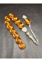 Special Model Orange Color 11-Piece Fish Zaza Powder Amber Prayer Beads - 3