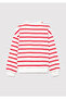 Logo Printed Red Striped Sweatshirt 7s10038-82054 - 4