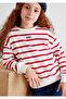 Logo Printed Red Striped Sweatshirt 7s10038-82054 - 2