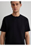 Textured Black Basic T-Shirt Regular Fit / Regular Fit 0610277 -900 - 6