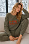 Khaki Cool Printed Pitikare Waffle Pajama Set