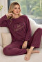 Plum Heart Patterned Cashmere Pajama Set