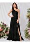 One Shoulder Long Sequin Evening Dress - 4