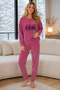 Plum Cool Printed Pitikare Waffle Pajama Set - 2