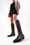 Women's Pointed Toe Cowboy Bellows Zipperless Western Boots Mivez Brown - 6