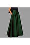Women's Emerald Green High Waist Maxi Long A-line Satin Skirt with Pockets