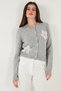 Premium Tulle Flower Detailed Regular Fit Crew Neck Buttoned Knitwear Cardigan Women's Cardigan 680Hi002421 - 5