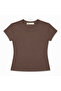 Women's Brown Basic Crew Neck Stretchy Short Sleeve Tshirt