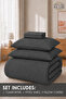 Stripe Comforter Set- Ultra Soft Brushed Microfiber Fabric, Soft Siliconized Fiber Filling - 3