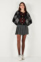 Regular Fit Crew Neck Diamond Patterned Buttoned Crop Cardigan Women's Cardigan 4615570 - 4