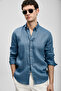Pitaya Men's Linen Shirt Comfort Fit Indigo - 5