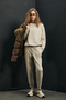 Angelına Women's Knitted Sweatshirt Beige - 2