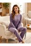 Women's Dusty Rose Color Velvet Fabric Long Sleeve Pajama Set