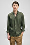 Pitaya Men's Linen Shirt Comfort Fit Khaki