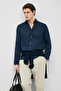 Pitaya Men's Linen Shirt Comfort Fit Navy Blue - 2