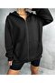 Women's Winter Gray Sweatshirt Hooded Zippered Cardigan - 4