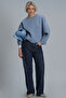 Selın Women's Knitted Sweatshirt Blue - 2
