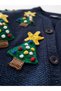 Girl's New Year Themed Knitwear Cardigan Beret Trousers 3-Piece Set - 5
