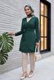 Double Breasted Neck Tie Frilly Dress - 4