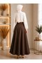 Women's Brown Knitted Scuba Crepe Hijab and Casual Skirt Length: 94-95cm - 2